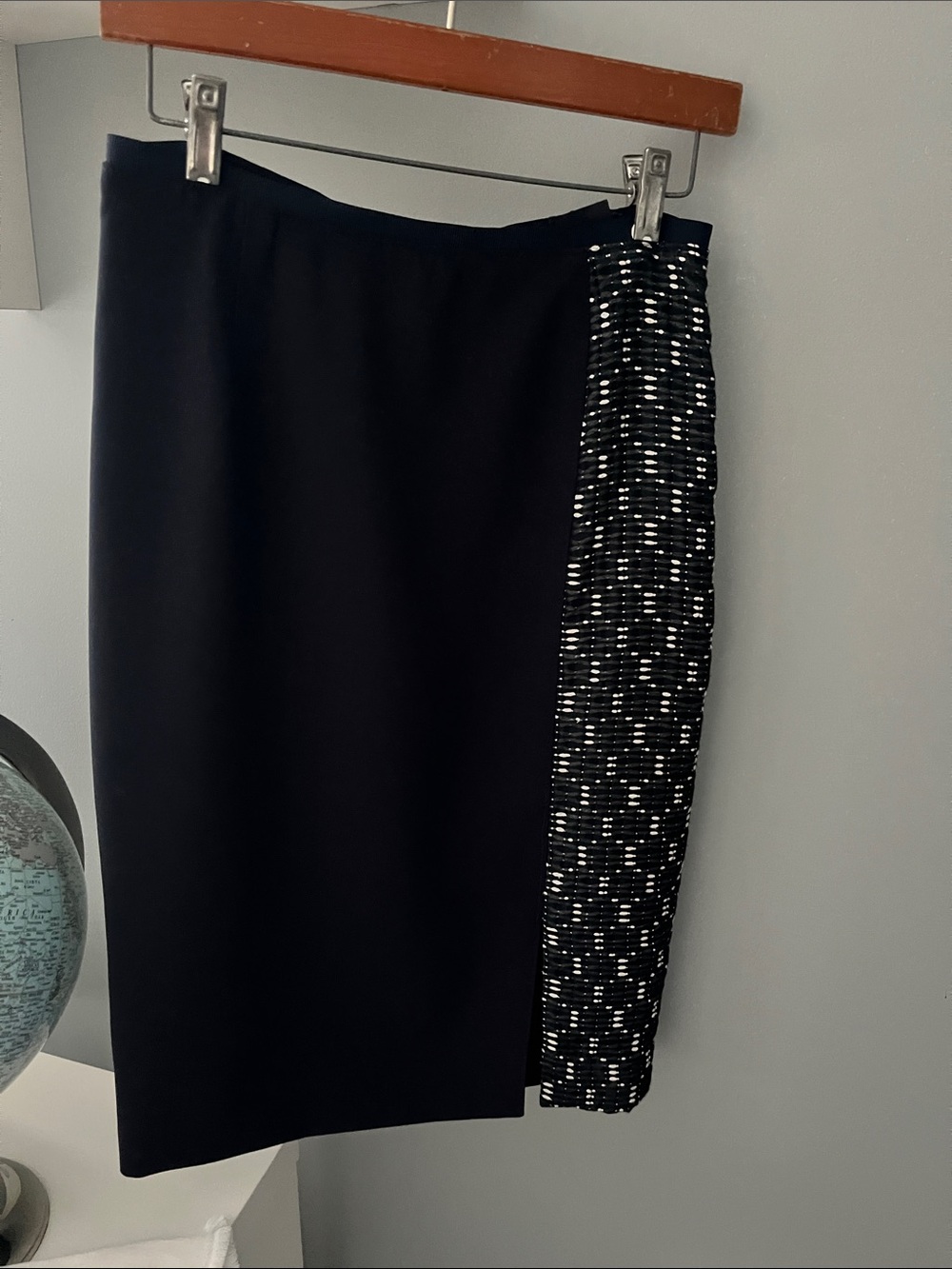 Etcetera Black Pencil Skirt with Tweed Side Panel